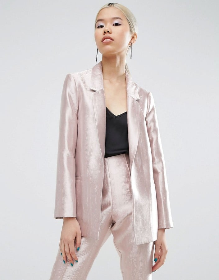 ASOS Ultimate Pink Structured Metallic Blazer