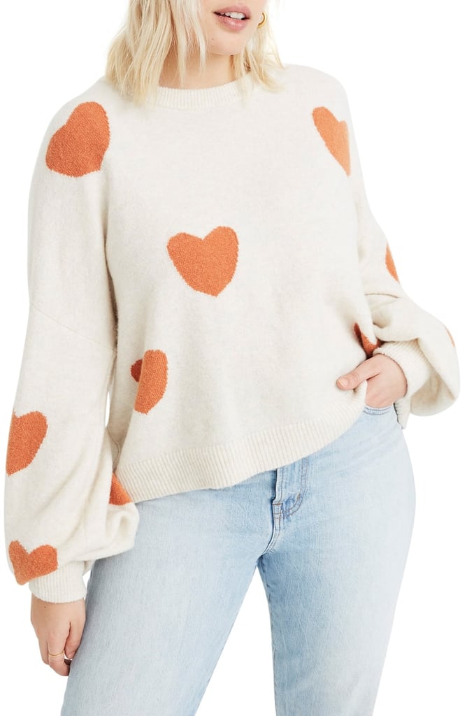 Madewell Heart Dot Balloon-Sleeve Pullover Sweater