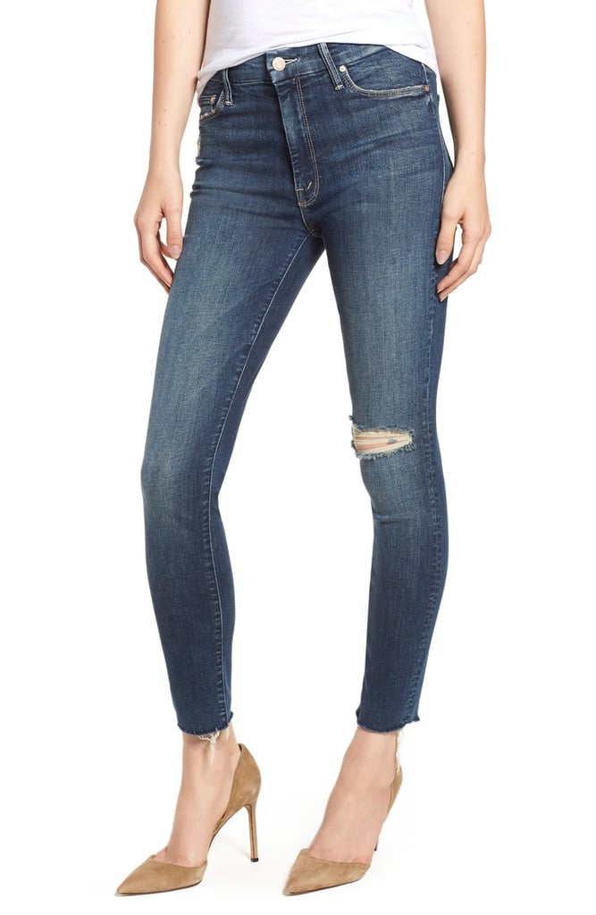 MOTHER The Looker High Waist Frayed Ankle Skinny Jeans