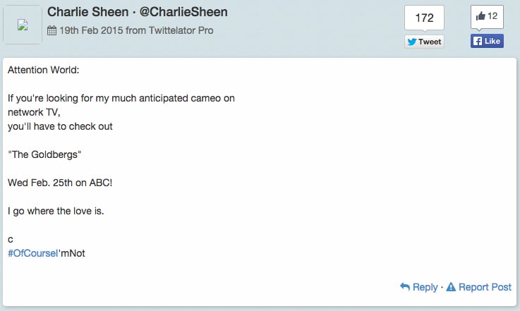 Meanwhile, Charlie Sheen had this to say.