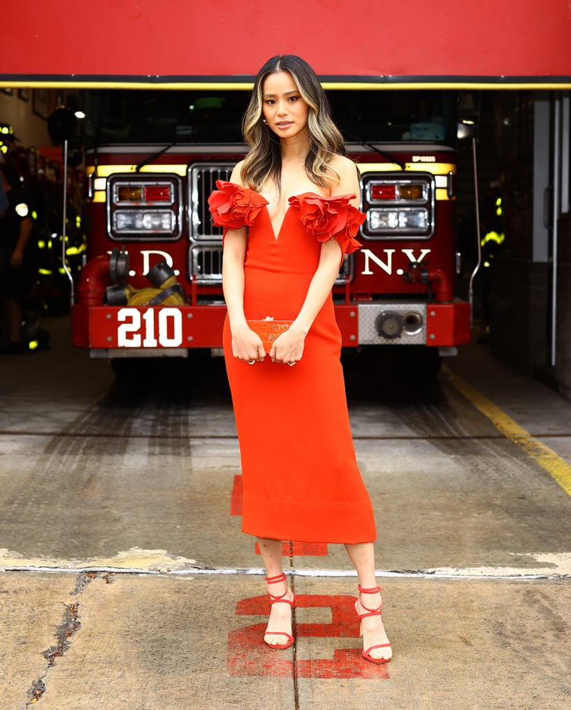 Jamie Chung's "Stop Asian Hate" Clutch at 2021 SAG Awards