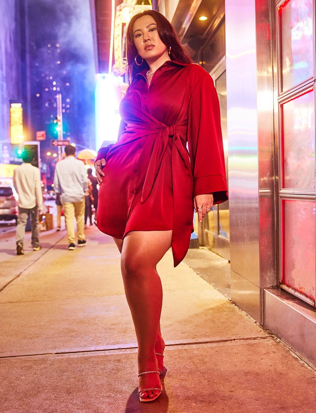 Red Hot: ELOQUII Satin Shirtdress ...