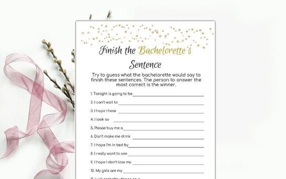 Finish the Sentence Printable Bridal Shower Game