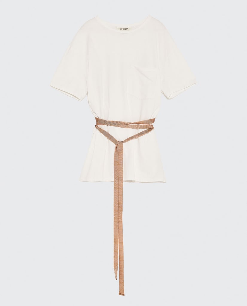 Zara T-Shirt With Herringbone Ribbon