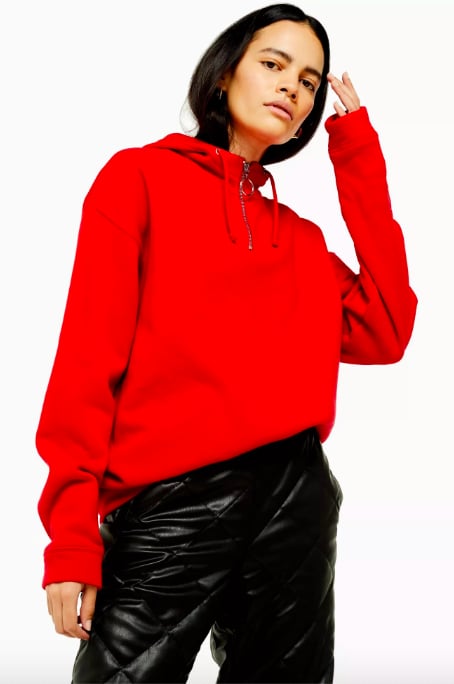 Topshop Red Half Zip Hoodie