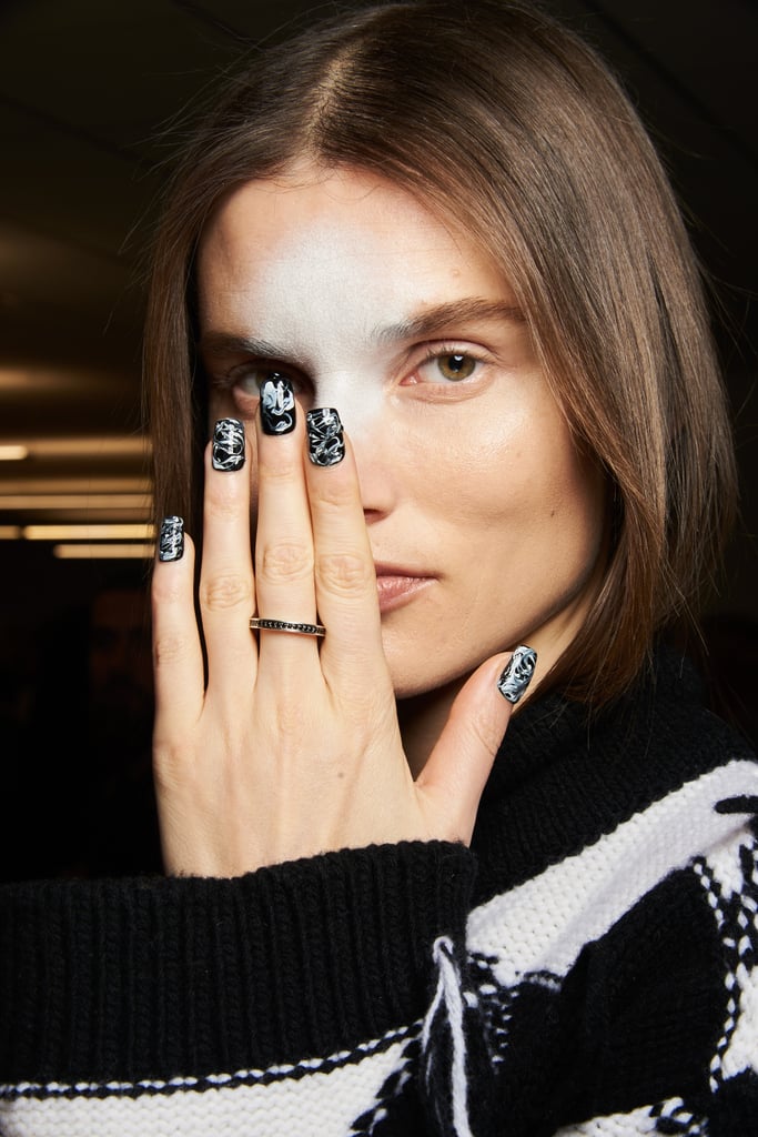 Rag and Bone's Black-and-White Marble Nails at NYFW Autumn 2020