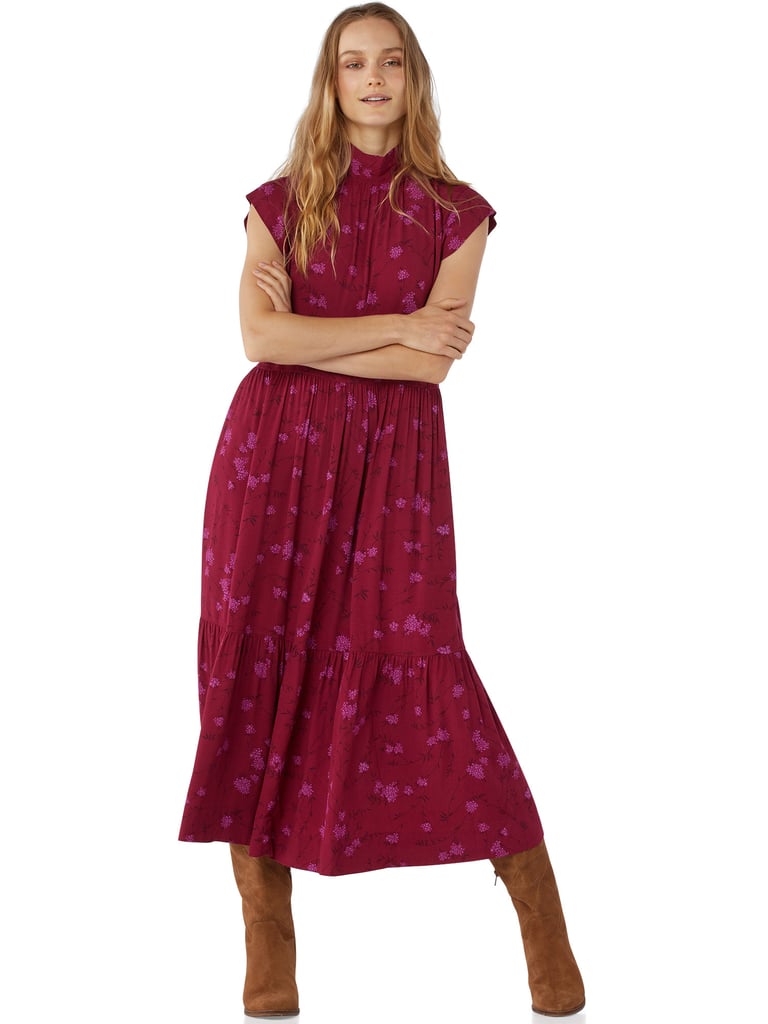 Free Assembly Women's Sleeveless Tie Back Tiered Midi Dress