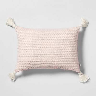 Throw Pillow Pink With Tassel