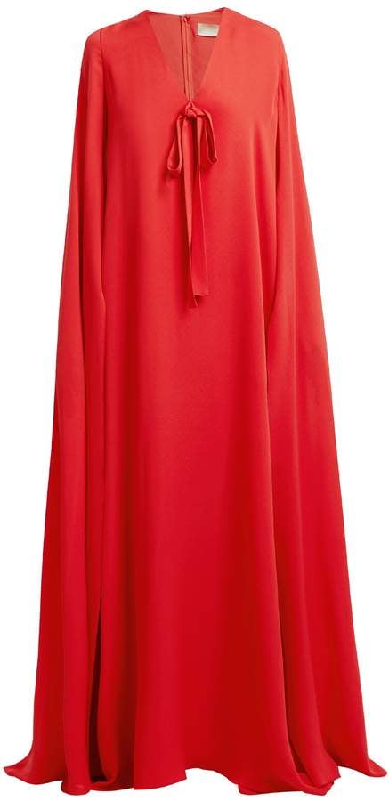 Elie Saab Cape-Sleeve Silk-Crepe Gown