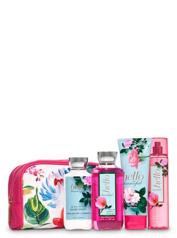 Bath and Body Works Hello Beautiful Floral Cosmetic Bag Gift Set