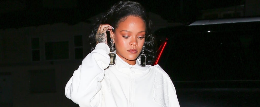 Rihanna's White Fuzzy Heels January 2019