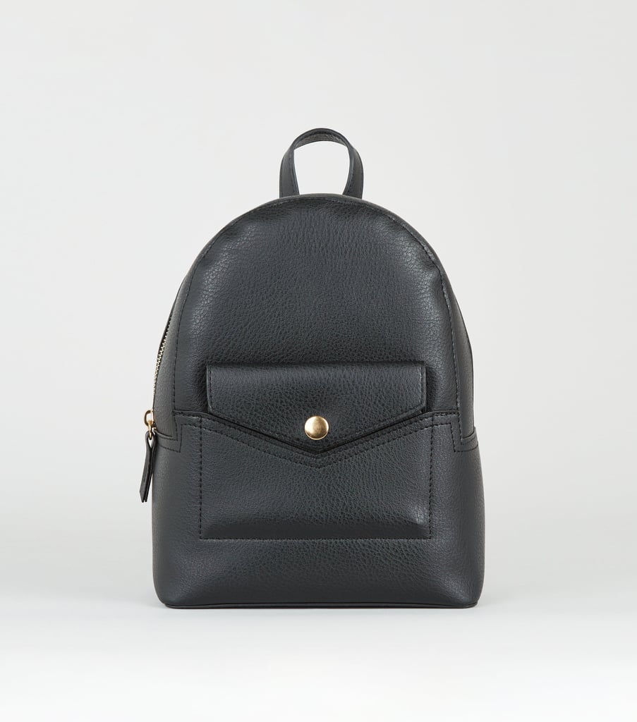 New Look Black Popper Pocket Mini Backpack