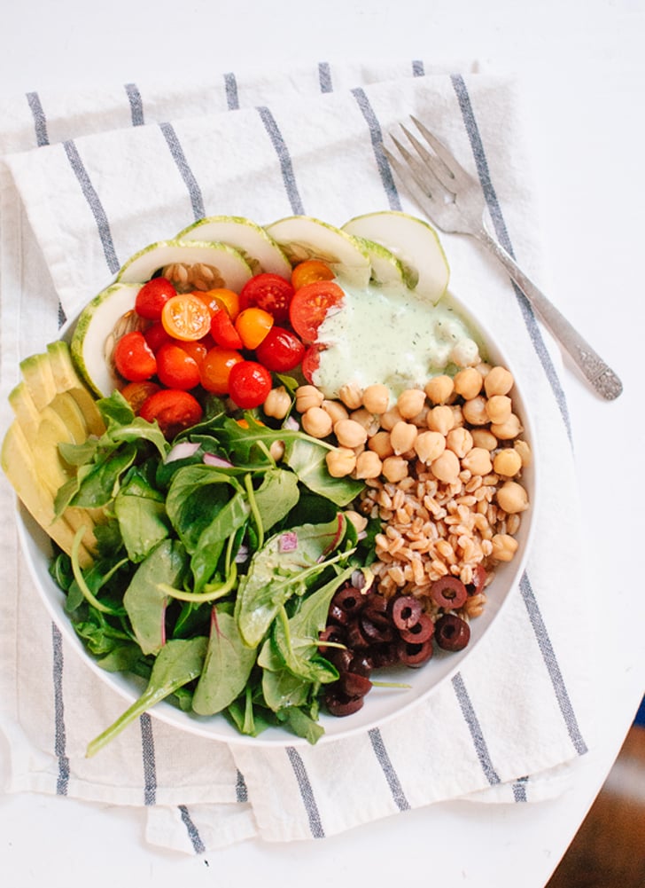 Greek Chickpea, Cucumber, Tomato, and Farro Salad