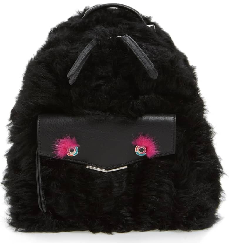 Fendi Mini Monster Genuine Shearling & Genuine Mink Fur Backpack