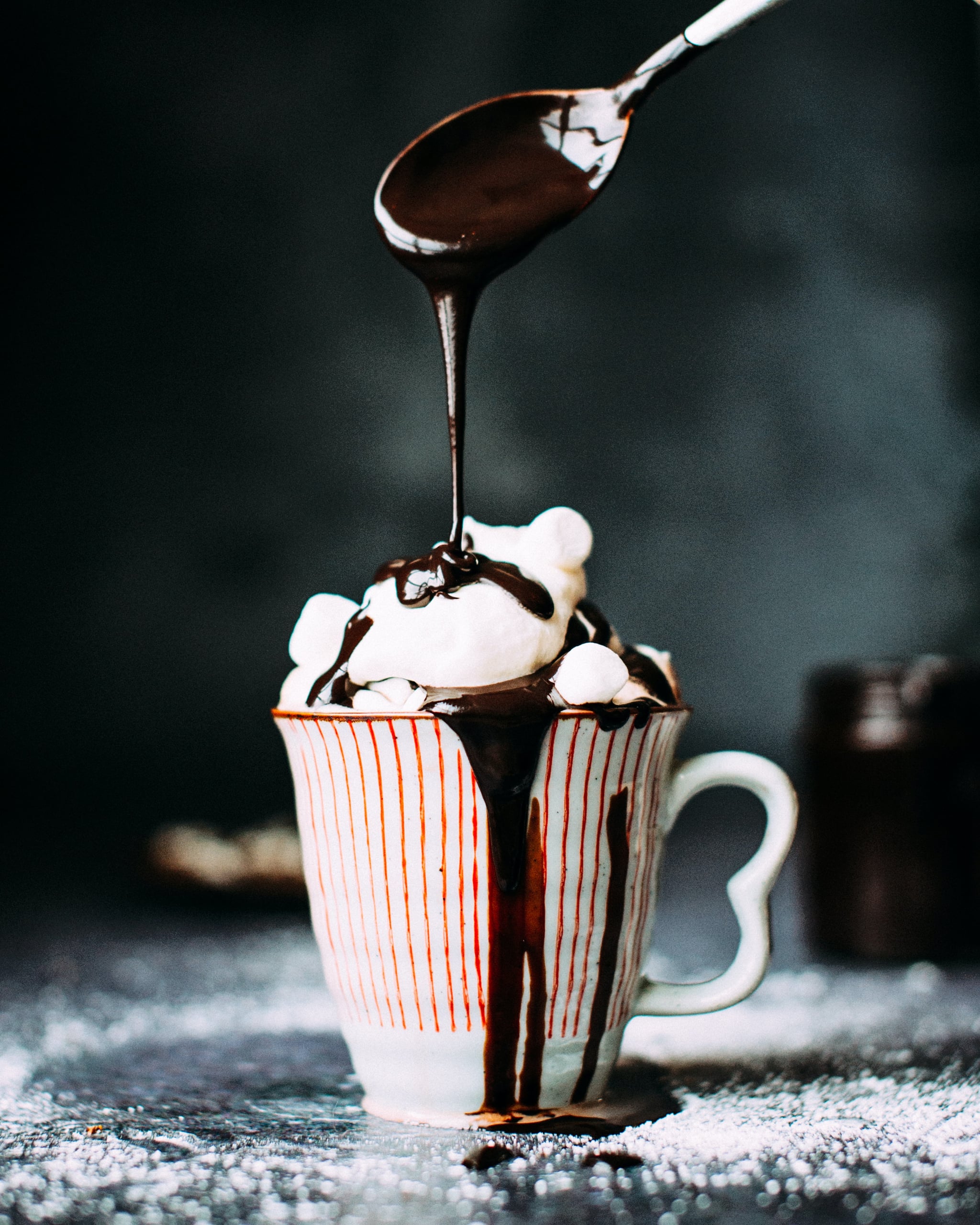 Premium Photo  Cup of hot chocolate with a marshmallow and christmas  decorations winter cozy home concept