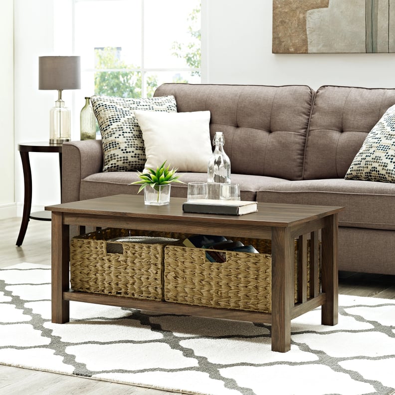 Forest Gate 40-Inch Contemporary Wood Coffee Table with Totes