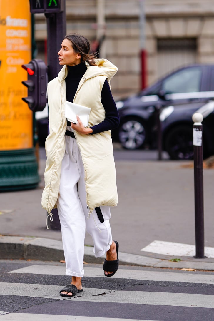 Roll up the bottoms, and work with flats, piling a puffy vest on top