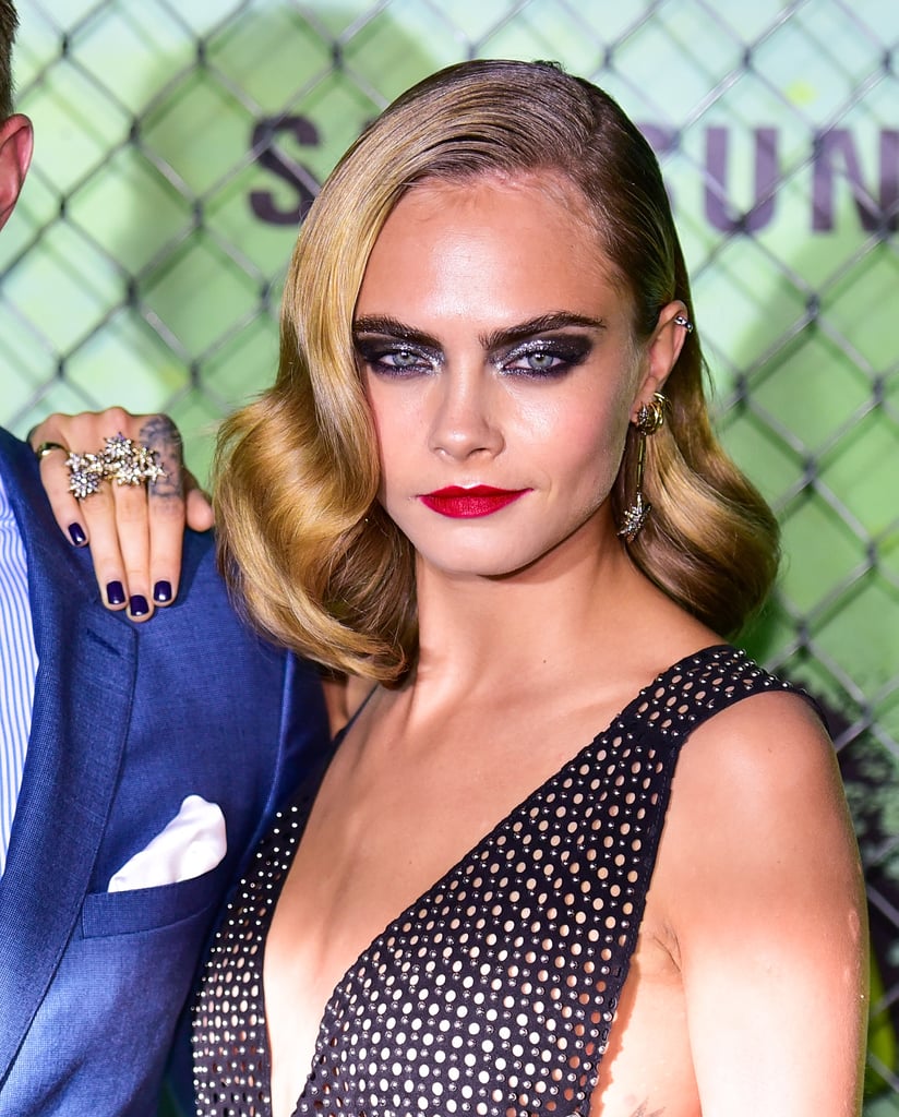 Cara Delevingne in Anthony Vaccarello Suicide Squad Premiere