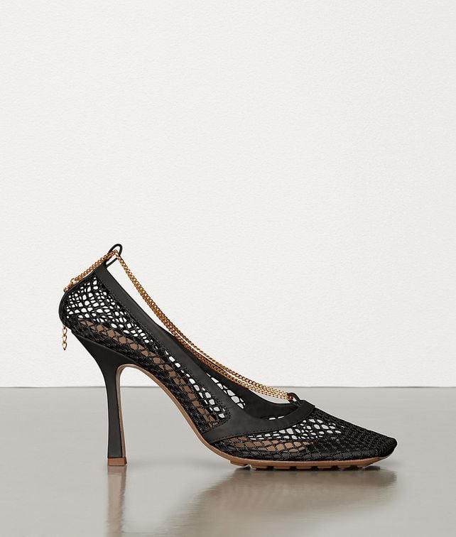 Bottega Veneta Stretch Pumps in Mesh and Berry Calf