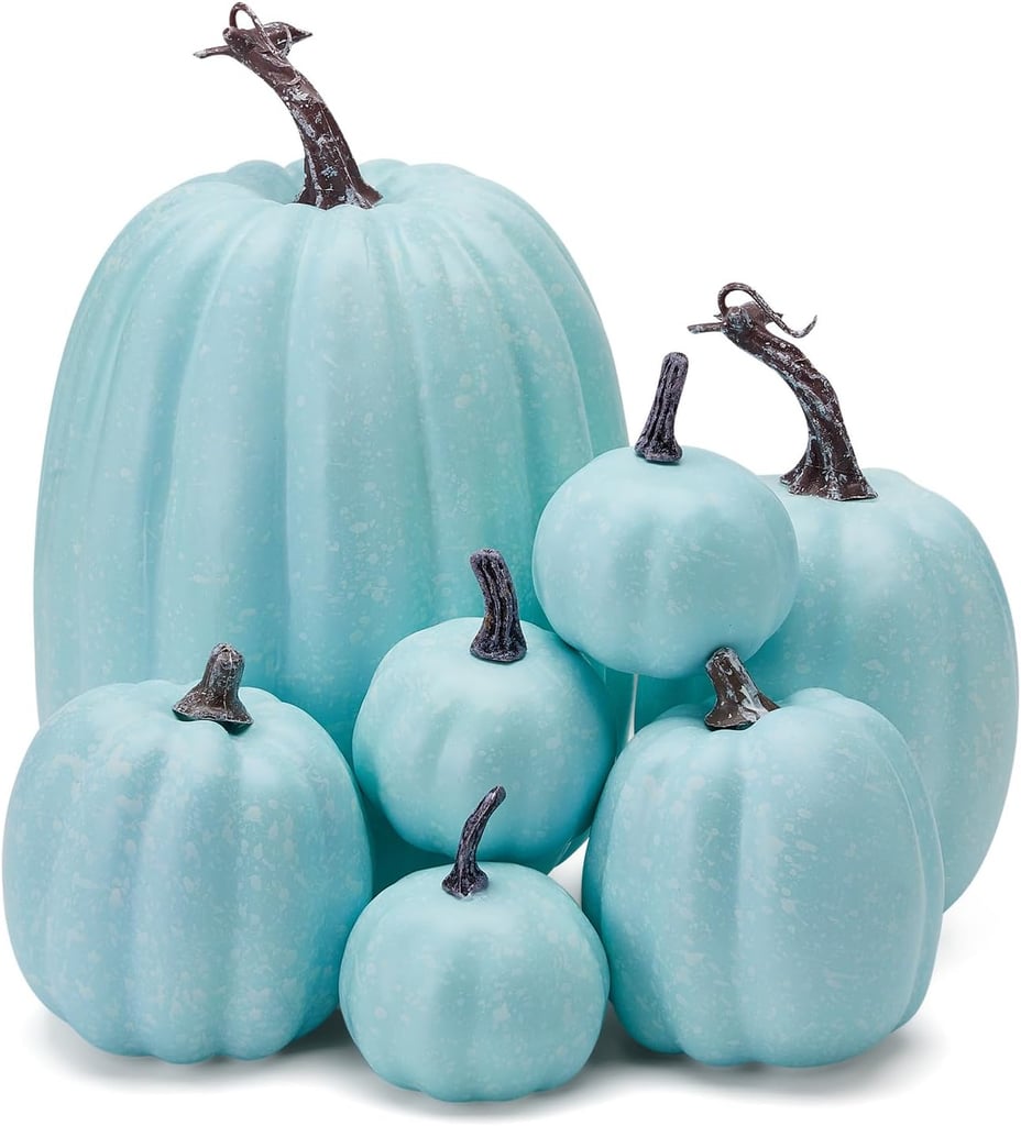 Pastel Halloween Decor: Blue Artificial Pumpkins