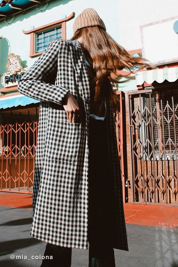 checkered overcoat
