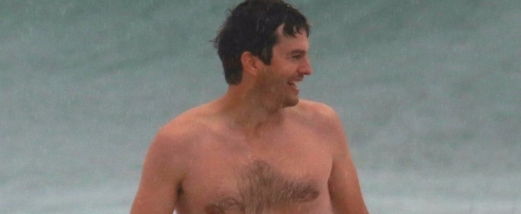 Ashton Kutcher Shirtless on the Beach in Brazil Oct. 2017