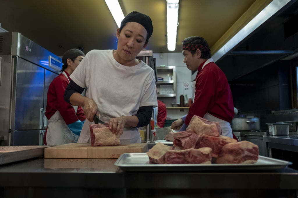 Here's Eve casually butchering meat from some unknown reason. Perhaps she lands a new, non-spy job?