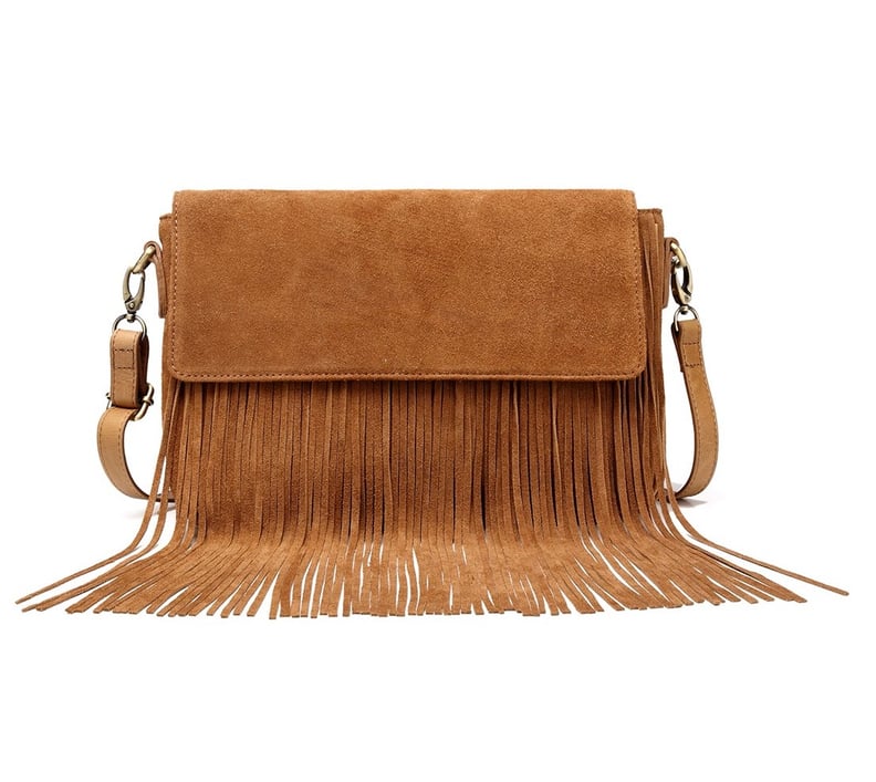 Vicenzo Leather Allyson Suede Leather Fringe Crossbody Bag