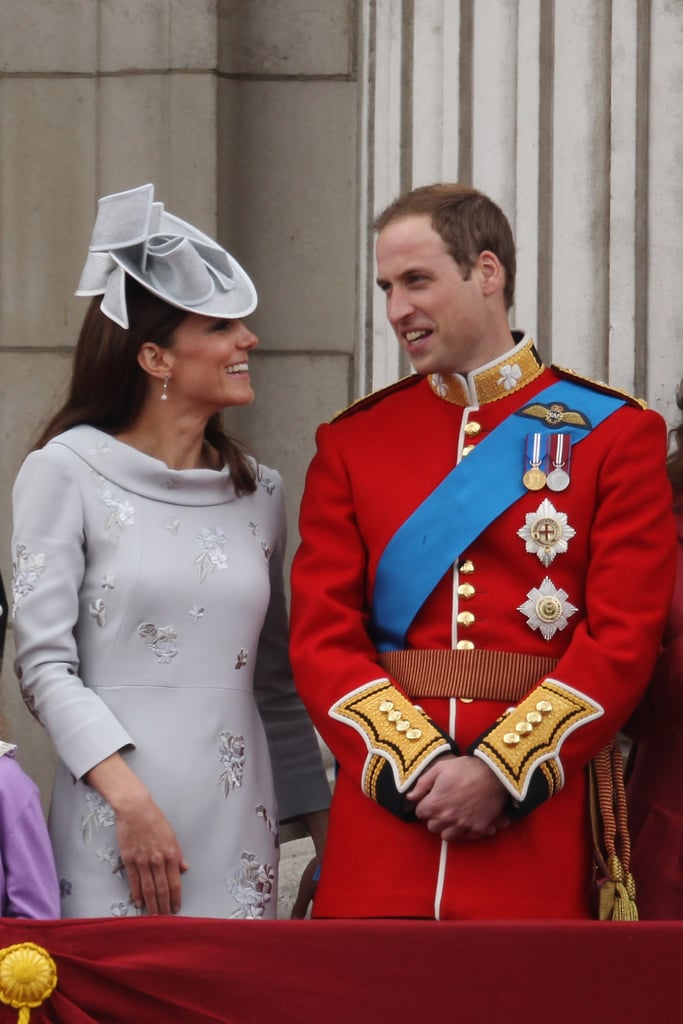 She and Prince William shared a sweet moment as the royal family stood on the balcony.