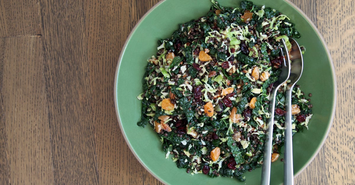 A Gloriously Green Brussels Sprout, Kale, and Lentil Salad