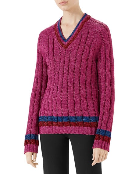 Gucci Lurex Cable-Knit Sweater