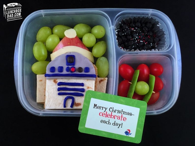 Star Wars R2-D2 sandwich and TIE fighter Christmas lunch