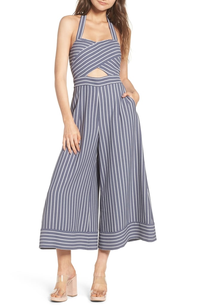 Leith Stripe Convertible Halter Jumpsuit