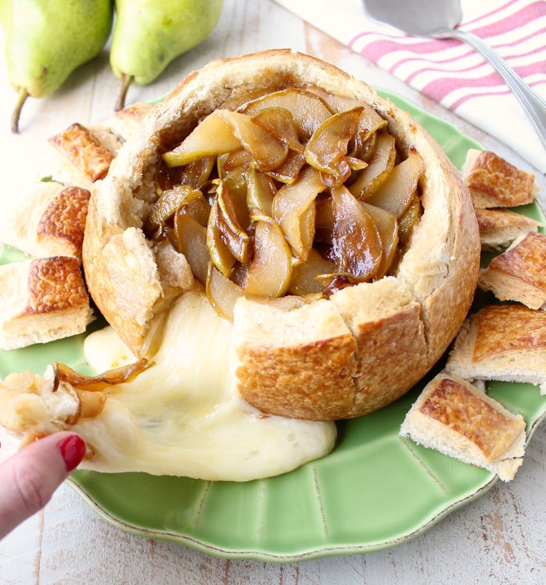 Caramelized Pear and Baked Brie Bread Bowl
