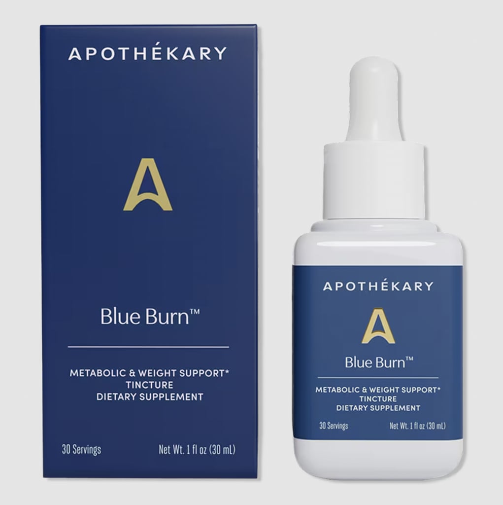 Apothékary Blue Burn Metabolic & Weight Support Tincture ($39)
If you're struggling with low energy, sugar cravings, or high cortisol levels, Apothékary's Blue Burn tincture is a great place to start. "I use Blue Burn every day," says Okusa. "It's perfect if you're looking to support your metabolism, manage your cravings, and feel more balanced before or after your workouts."