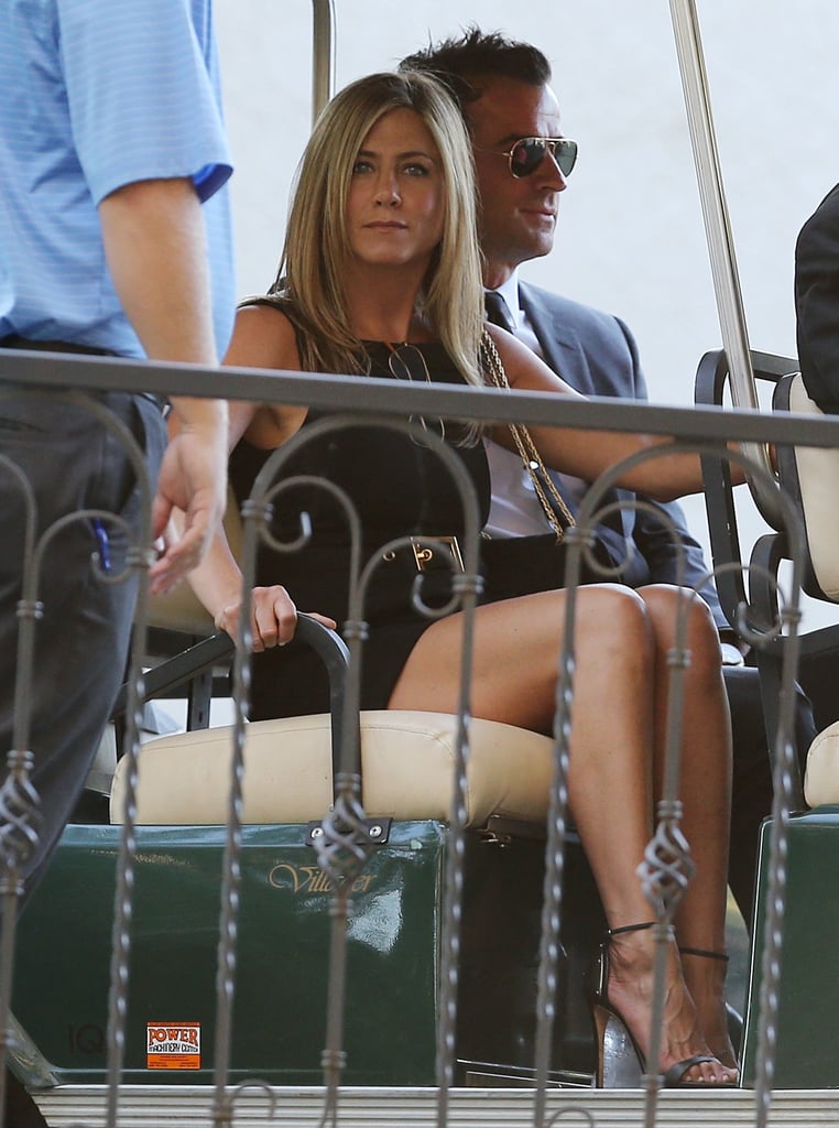 At Jimmy Kimmel's wedding in July, Jennifer Aniston looked sleek and chic in all black. She finished with sexy, black ankle-strap sandals and a chain-handle purse. Follow her lead by going head-to-toe black at your next nuptials.