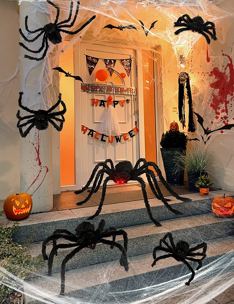 Giant Spider: Halloween Spider Decorations Set (6 Pack)