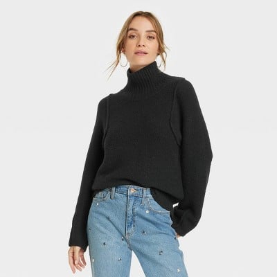 Universal Thread Women's Mock Turtleneck Seam Front Pullover Sweater