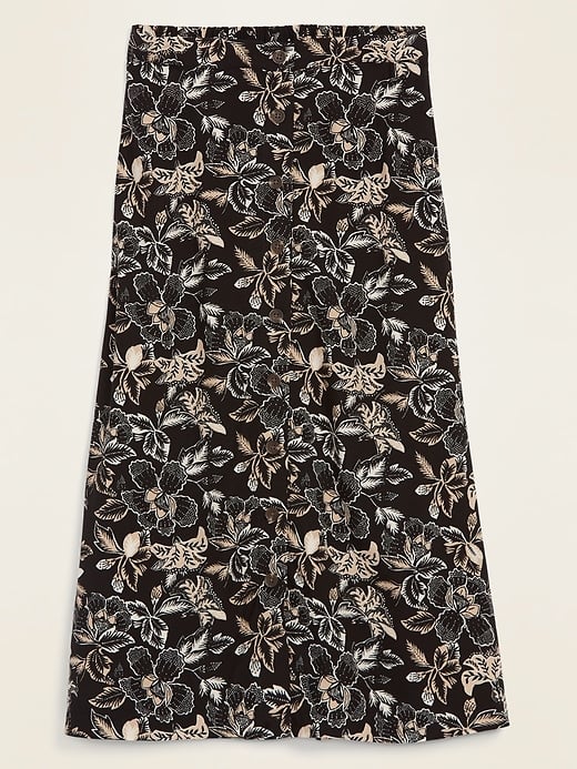 Soft-Woven Button-Front Midi Skirt