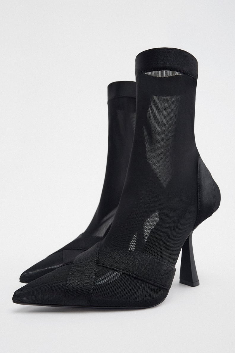 Sheer Sweetness: Zara Hosiery Look Heeled Ankle Boots