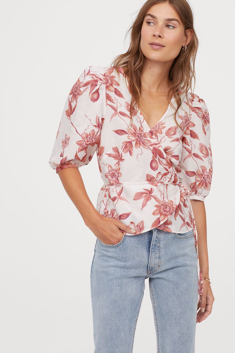 H&M Patterned Wrap-Front Blouse