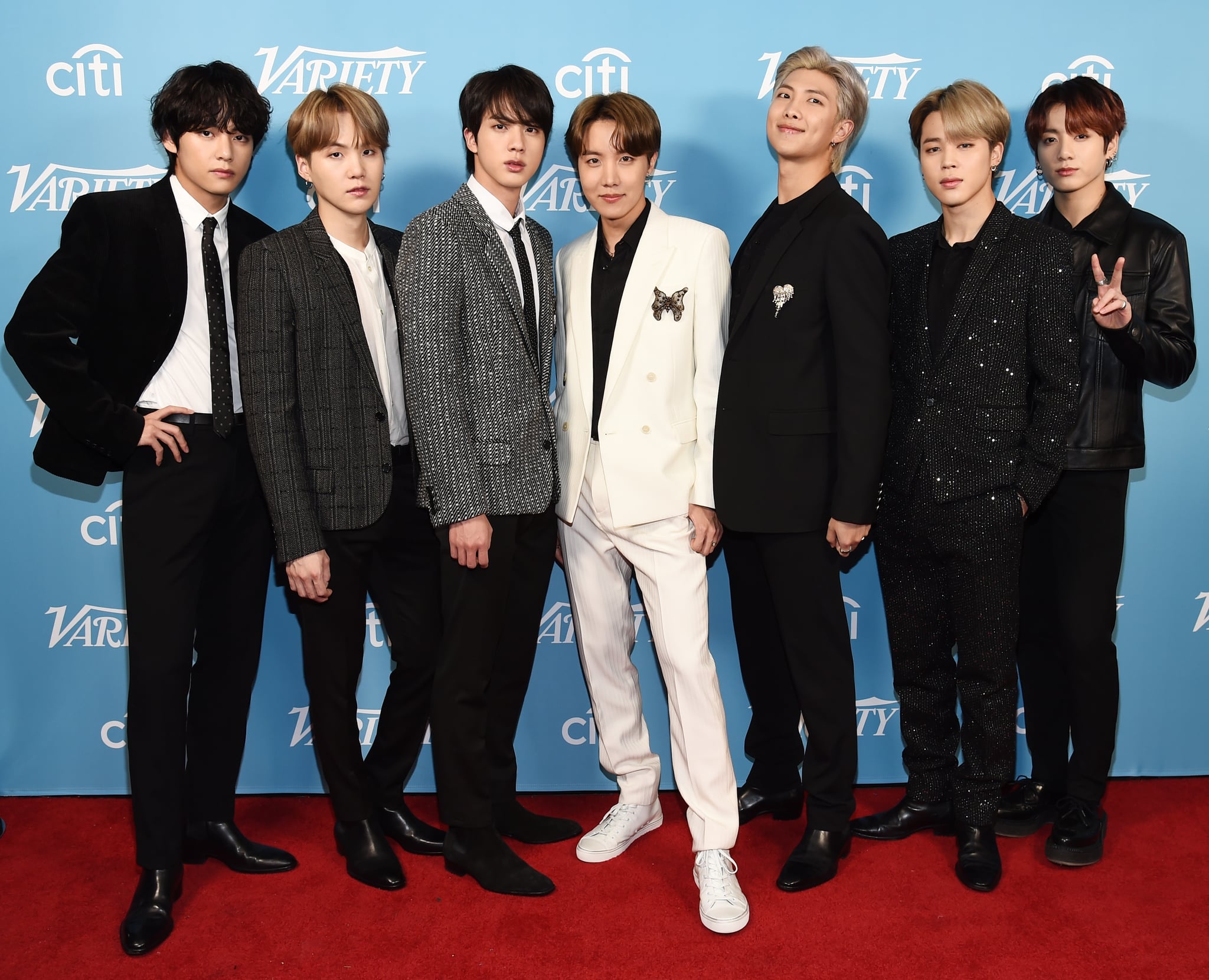 WEST HOLLYWOOD, CALIFORNIA - DECEMBER 07: BTS arrives at the 2019 Variety's Hitmakers Brunch at Soho House on December 07, 2019 in West Hollywood, California. (Photo by Amanda Edwards/FilmMagic)