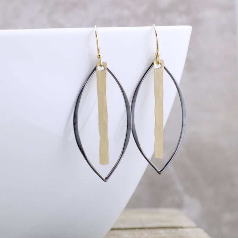 Minimalist Black and Gold Earrings