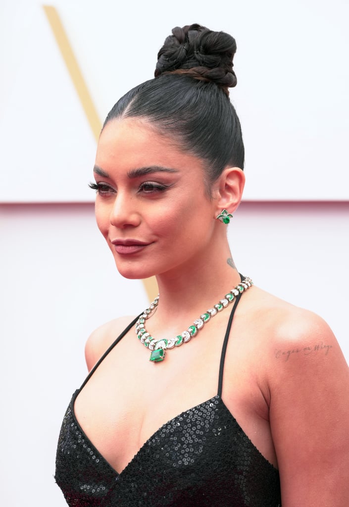 Vanessa Hudgens's Slicked-Back Braided Updo With a Middle Part at the Oscars