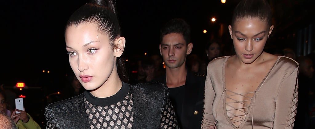 Gigi Hadid and Kendall Jenner at Balmain Fashion Show 2015