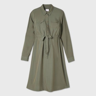 Ingrid & Isabel Long Sleeve Woven Maternity Shirtdress