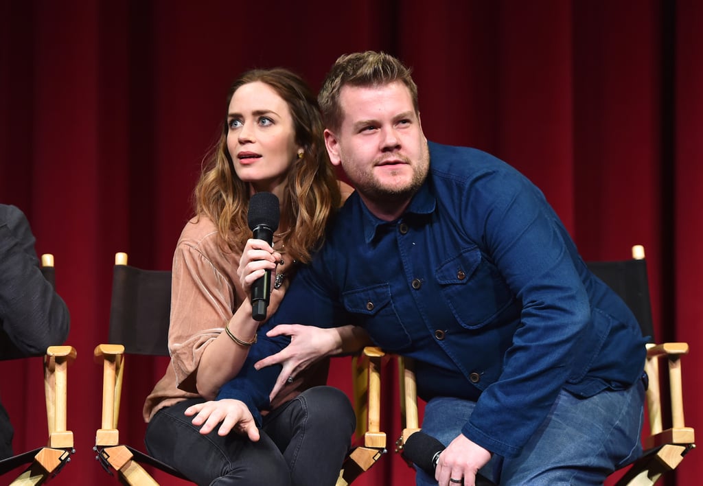 Emily Blunt and James Corden goofed around during a Q&A for Into the Woods on Thursday in LA.