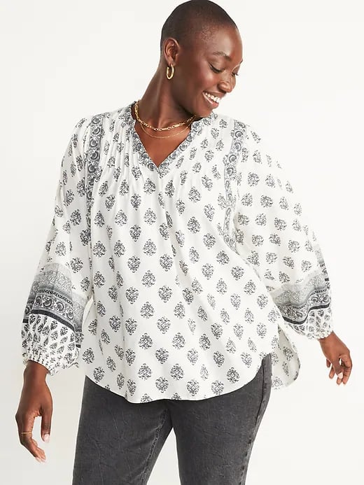 Old Navy Long-Sleeve Printed Poet Swing Blouse for Women