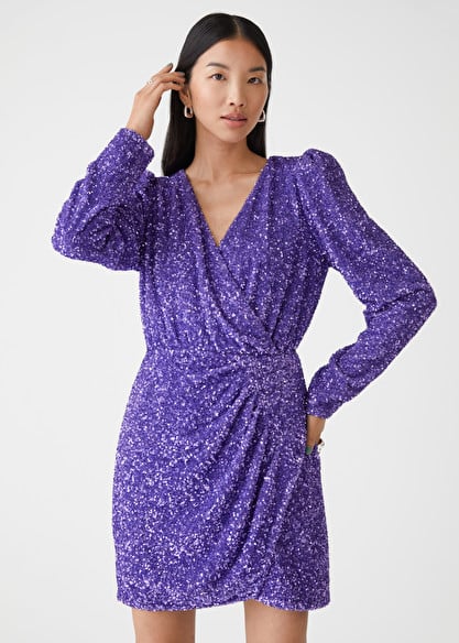 Stories Sequin Wrap Mini Dress ...