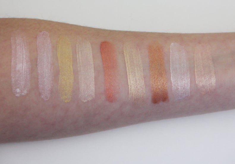 NYX Cosmetics Away We Glow Liquid Highlighter Swatched on Fair Skin